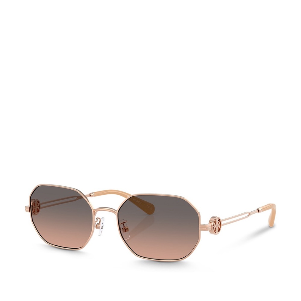Tory Burch Rose Gold Frame Sunglasses with Brown Gradient Lenses